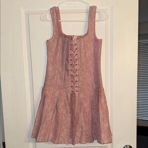 Pink Lace-Up Dress
